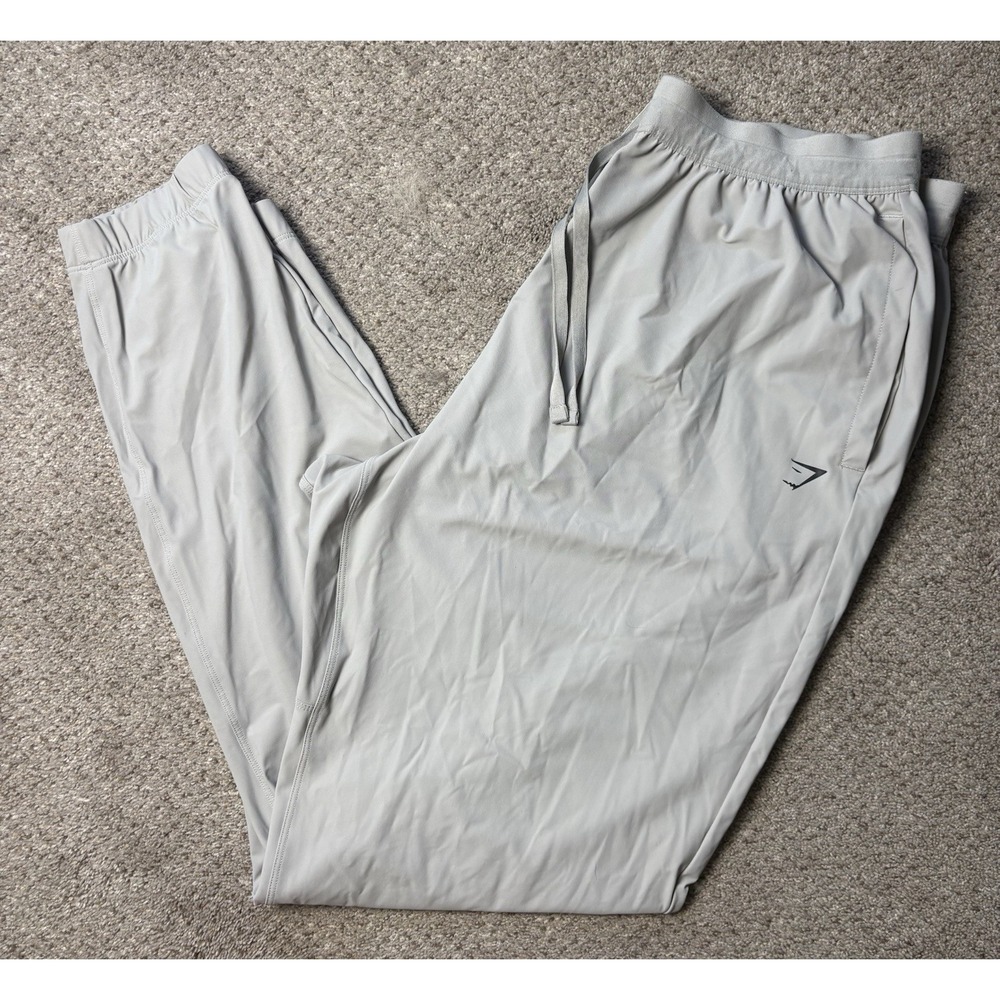 Gymshark Mens 2XL XXL Gray Joggers Stretch Drawstring Athleisure Sweat Pants